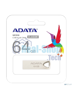 Флешка USB ADATA UV210 (AUV210-64G-RGD), 64Gb, USB 2.0, R/W 15/5, серебро