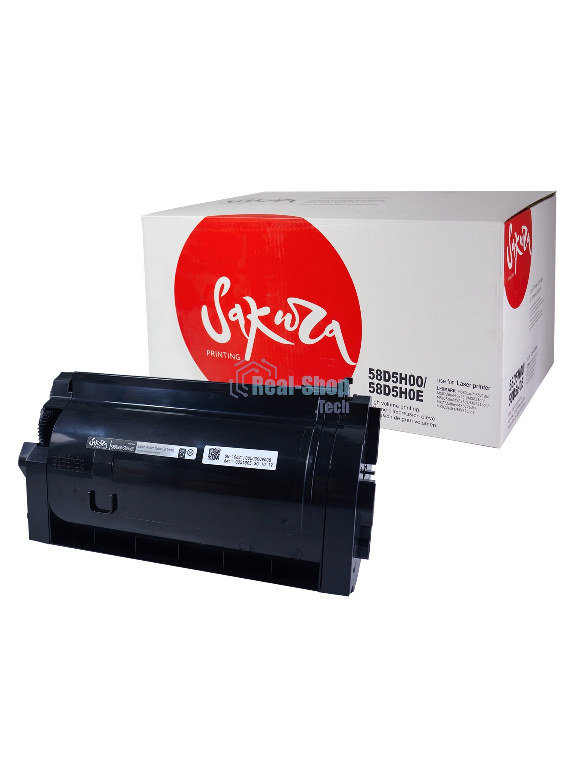 Картридж Sakura 58D5H00/58D5H0E для Lexmark MS821/823/825/MS/MX725/822/826, черный, 15000к.