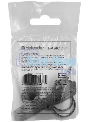 Проводные наушники Defender Basic 210 черный, внутриканальные, Jack 3.5 мм