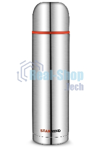 Термос Starwind 20-1200 1.2 л, серебристый/красный, картонная коробка