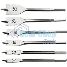 Набор сверл перовых по дереву Sparta 10-12-16-18-20-25 мм, 6 шт. 6-гранный хвостовик