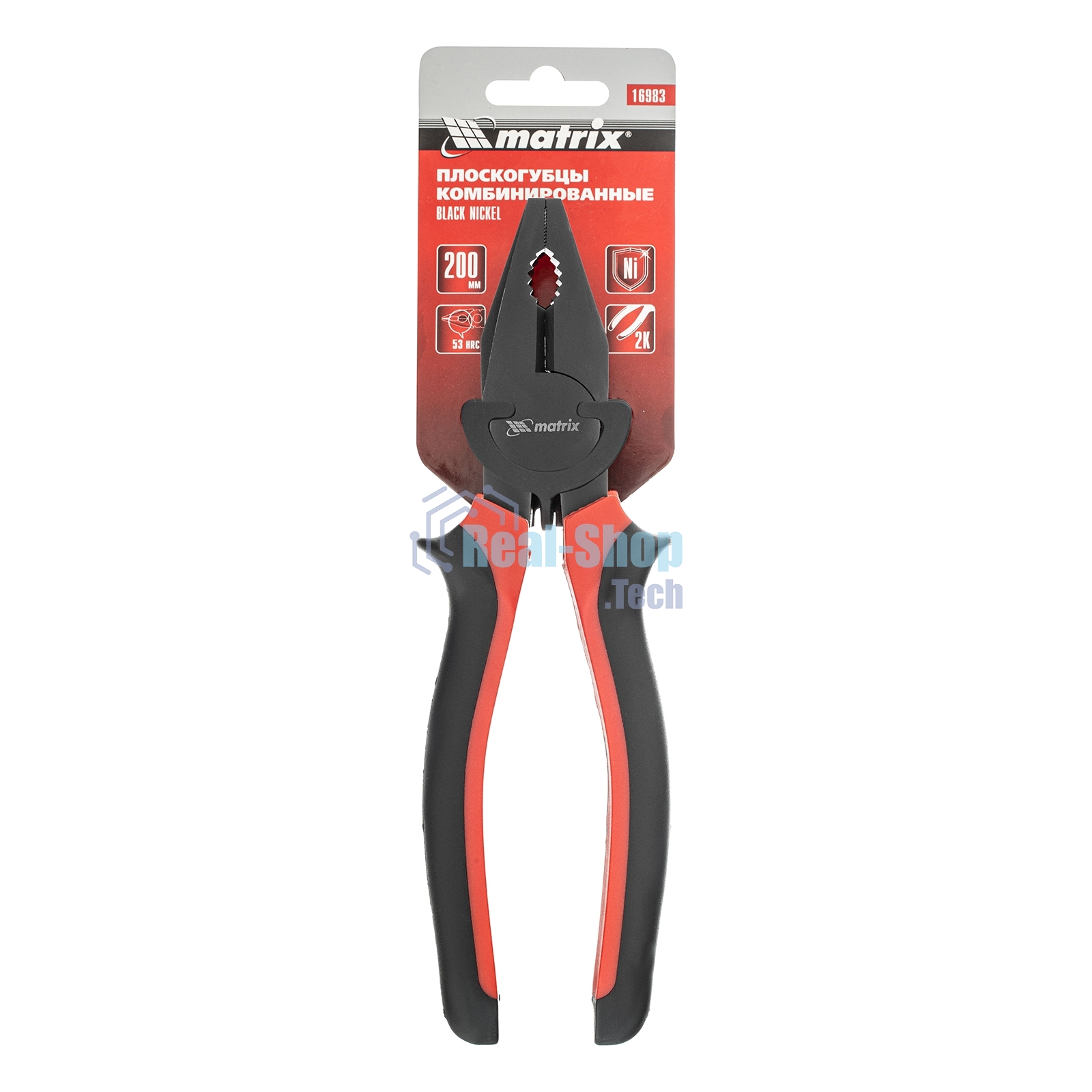 Плоскогубцы Matrix черный Nickel, 200 мм, комбинированные, двухкомпонентные рукоятки