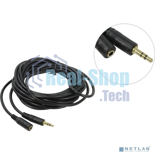 Кабель-удлинитель звуковой Exegate (3.5мм Jack M - 3.5мм Jack F) 5м позолоченные разъемы