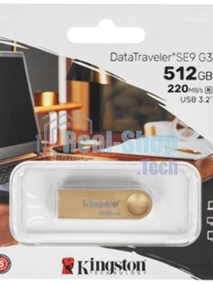 Флешка USB Kingston DataTraveler SE9 G3 (DTSE9G3/512Gb), 512Gb, USB 3.2 Gen 1, R/W 220/100, золотистый