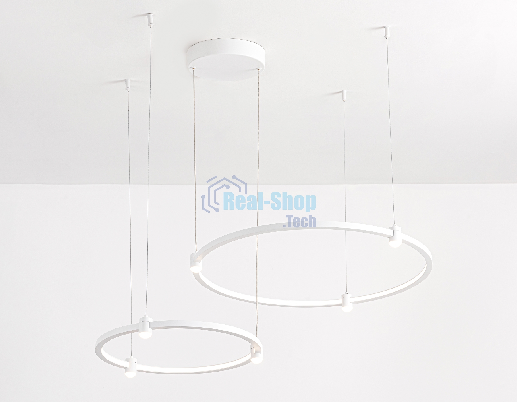 Подвесной светодиодный светильник Ambrella light FL5521/2+6 WH белый 45W 3000K/4200K/6400K D600/400*1300 (без ПДУ)