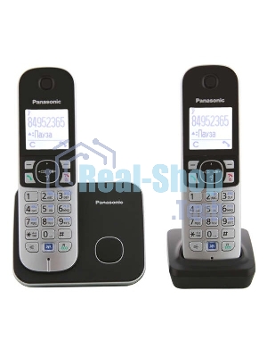 Телефон беспроводной (DECT) Panasonic KX-TG6812RU черный (труб. в компл.:2шт) АОН
