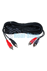 Шнур Rexant 2 RCA - 2 RCA, 3 м, черный (10 шт./уп.)