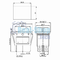 Выключатель клавишный Rexant 250V 15А (6с) ON-OFF красный/зеленый с подсветкой двойной