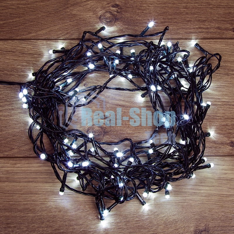 Гирлянда светодиодная универсальная Уличная 100 LED БЕЛЫЕ 10 метров с контроллером