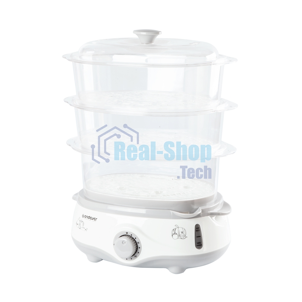 Пароварка электрическая Endever Vita-170, белый/серый, мощность 1000 Вт, объем 11 л