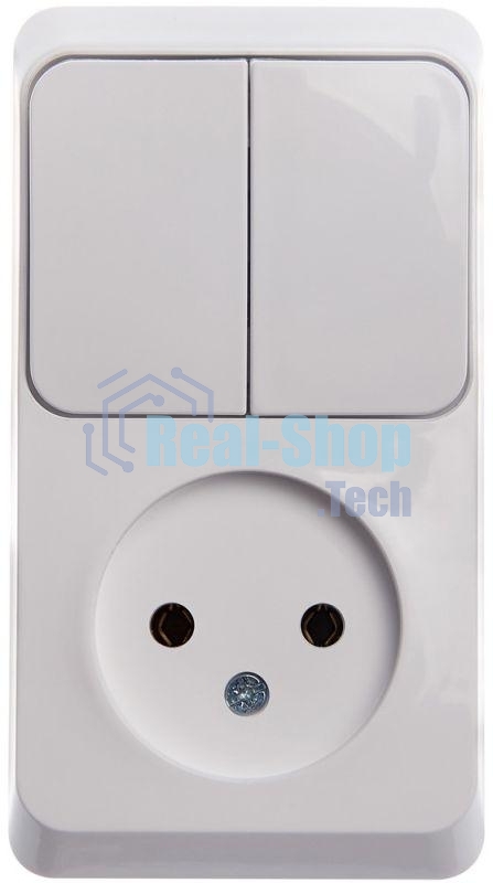 Блок ОП Этюд (1-м розетка без заземления + 2-кл. выкл.) бел. SchE