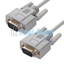 Кабель Greenconnect COM RS-232 порта соединительный 5 m GCR-DB9CM2M-5 m, 9M/9M Premium, серый, пластиковый пакет