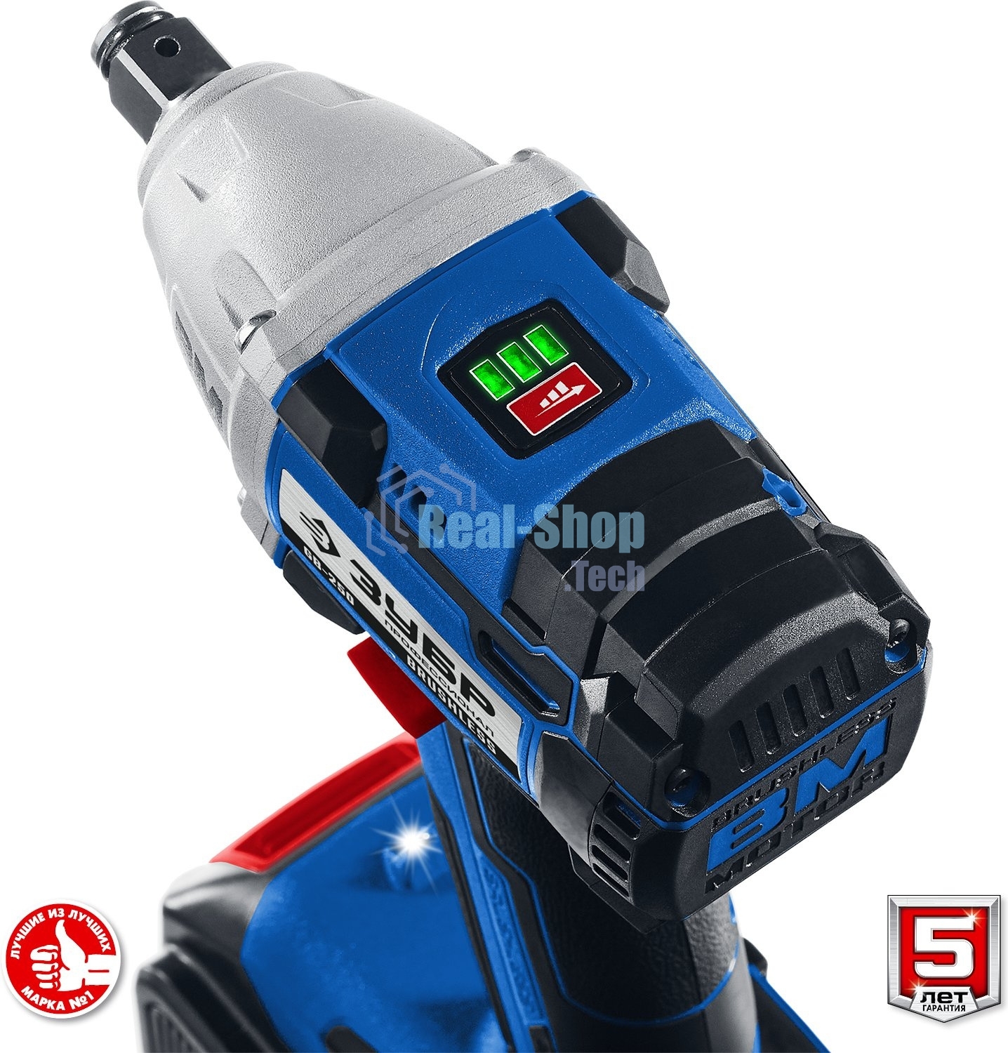 Бесщеточный гайковерт ЗУБР Профессионал GB-250-22, 20В, 2 АКБ (2Ач), в кейсе