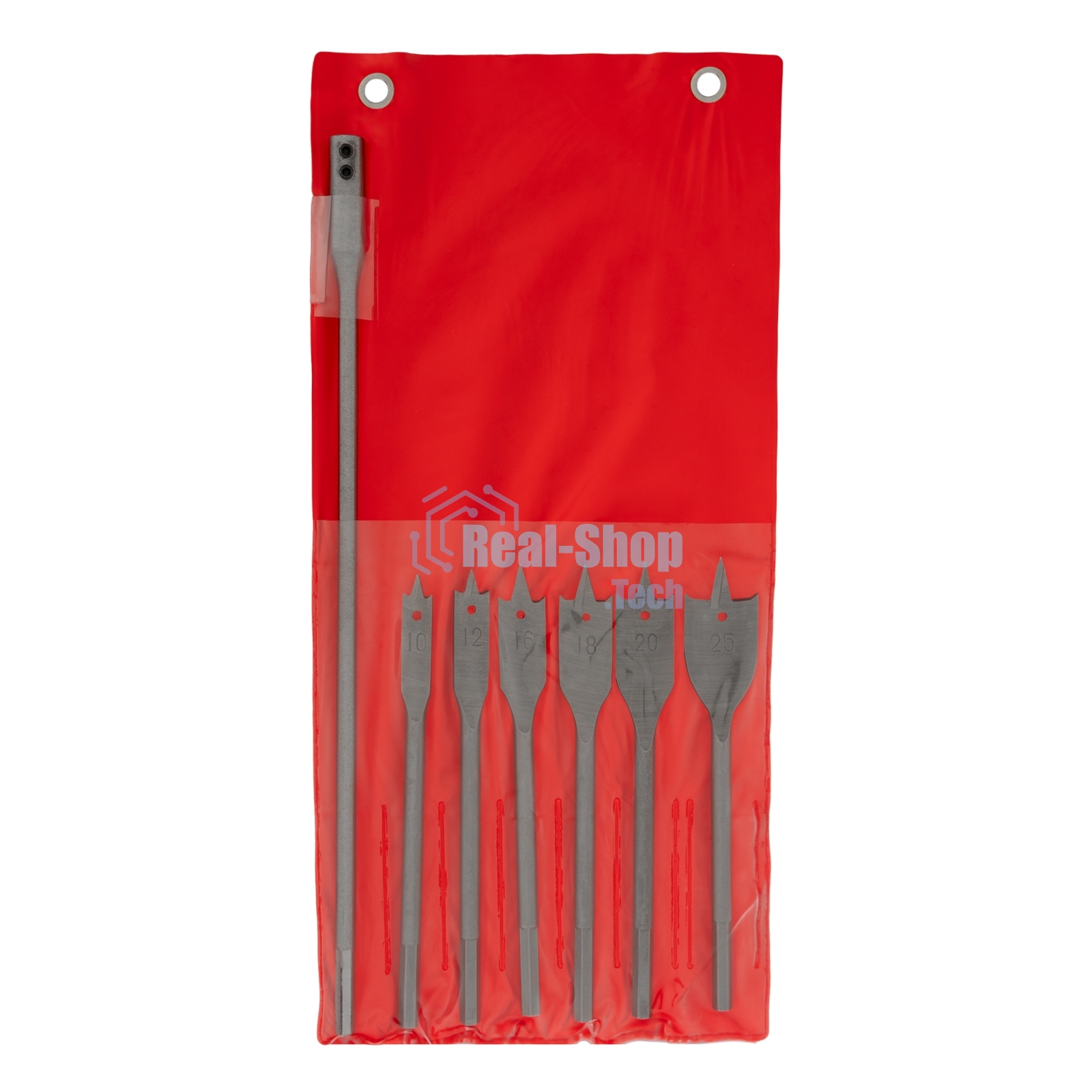 Набор сверл Matrix перовых по дереву, 10-12-16-18-20-25 мм, 6 шт., удлинитель 300 мм 6-гран. хвост.