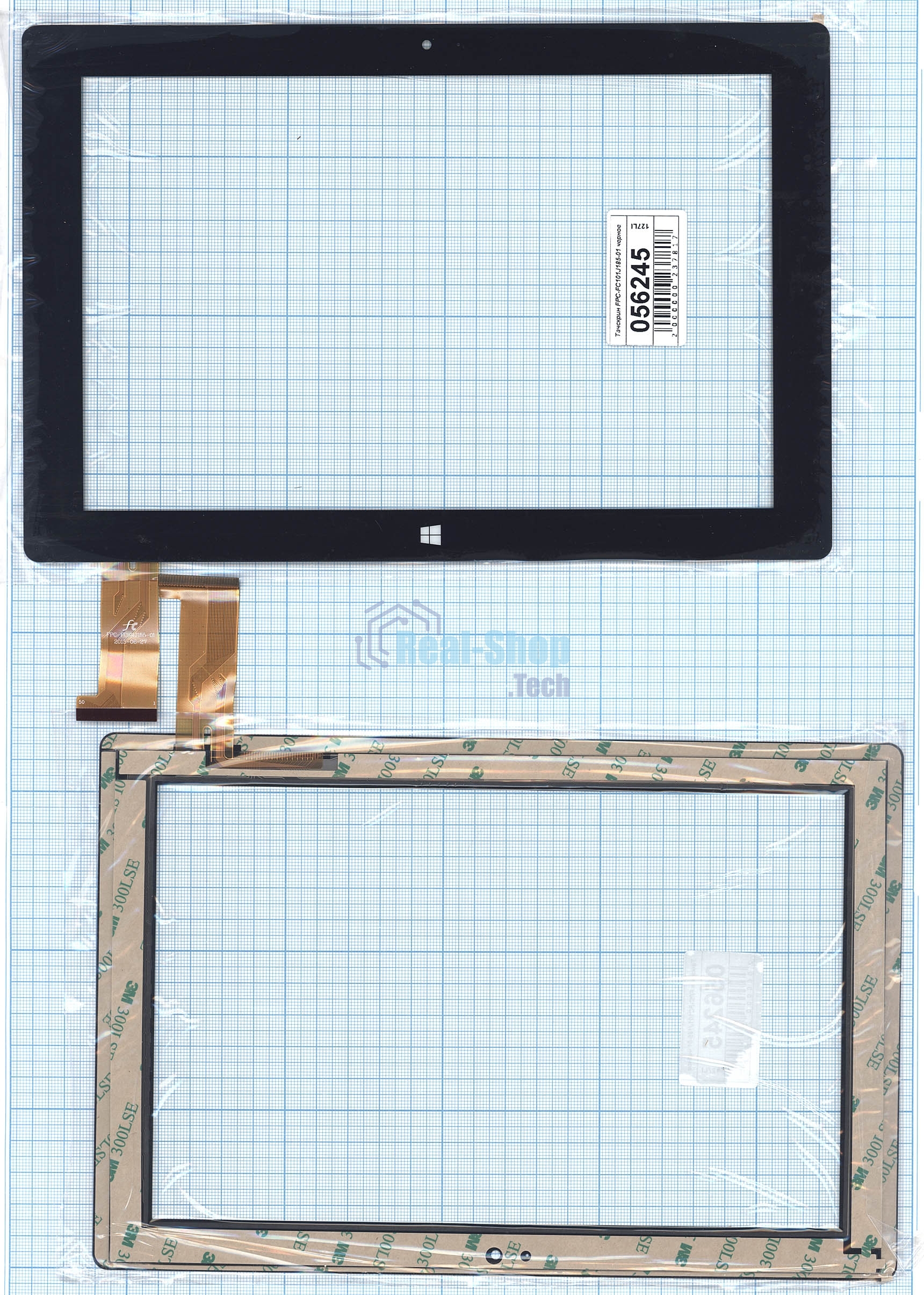 Сенсорное стекло (тачскрин) FPC-FC101J185-01, черное