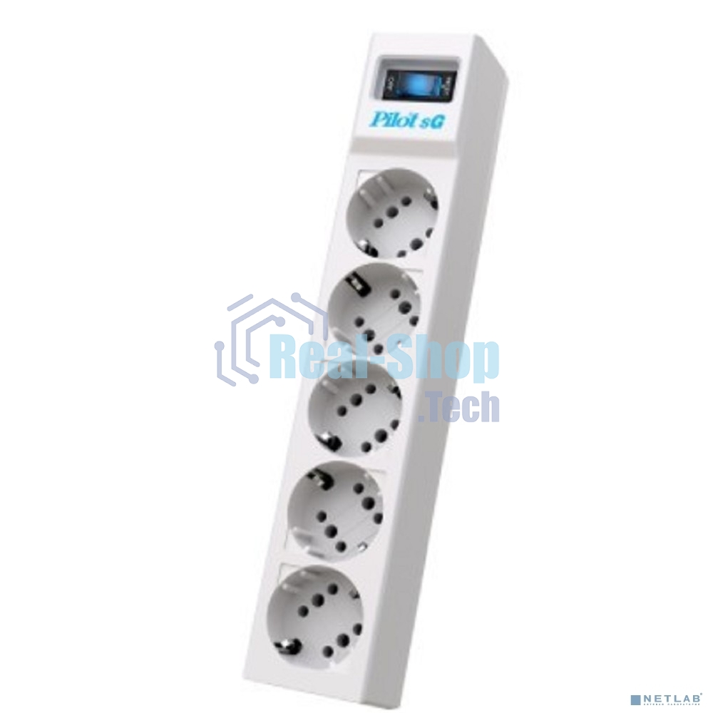 Сетевой фильтр ZIS PILOT Surge protector Pilot SG5 5 outlets (GP), 10A/2.2kVt, automatic circuit-breaker, 5 m