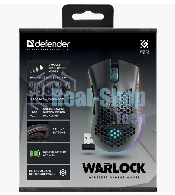 Мышь беспроводная Defender Warlock GM-709L черный, 2400 dpi, радиоканал, USB, кнопки - 8