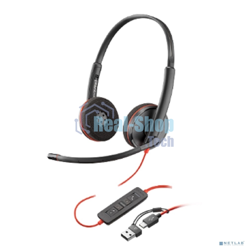 Гарнитура Plantronics Blackwire 3225 чёрный, проводная, USB/3.5 мм