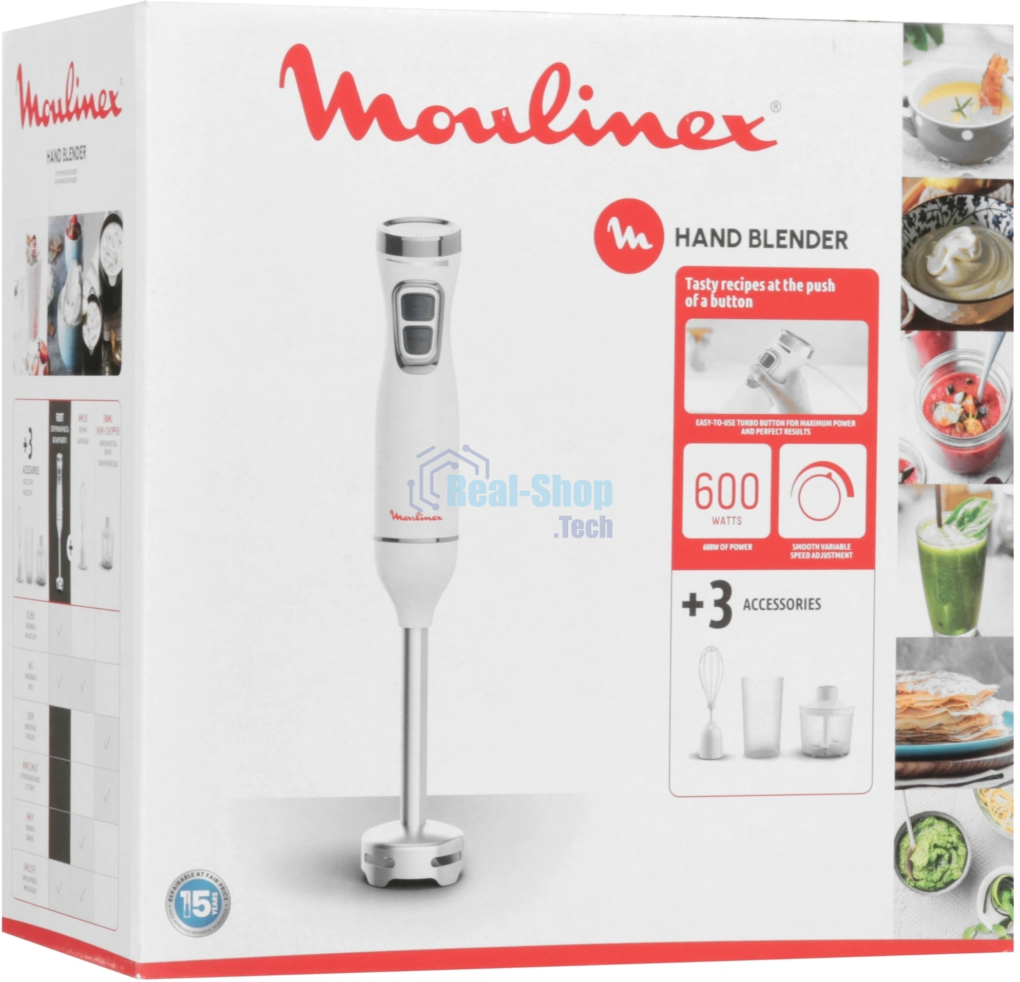 Блендер погружной Moulinex DD5431F0 белый, 600 Вт, 20 скоростей, турбо