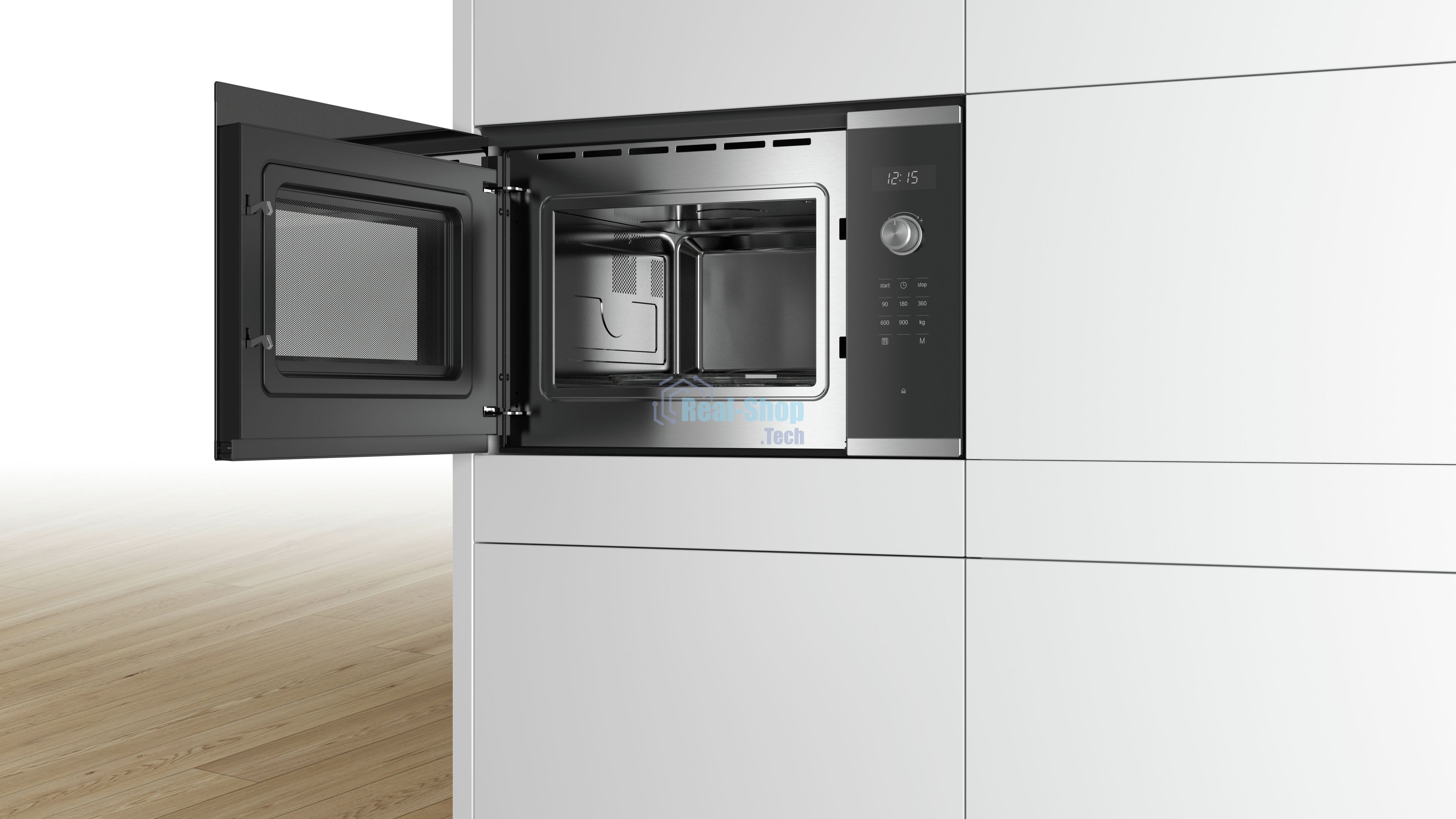 Встраиваемая микроволновая печь Bosch BFL554MS0 нержавеющая сталь/черный, 25 л, 900 Вт, переключатели - поворотный механизм/сенсор