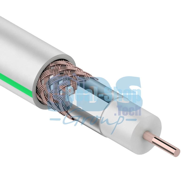 Кабель коаксиальный СМАРТКИП SAT 703 B, Cu/Al/Cu, 48%, 75 Ом, бухта 100 м, белый