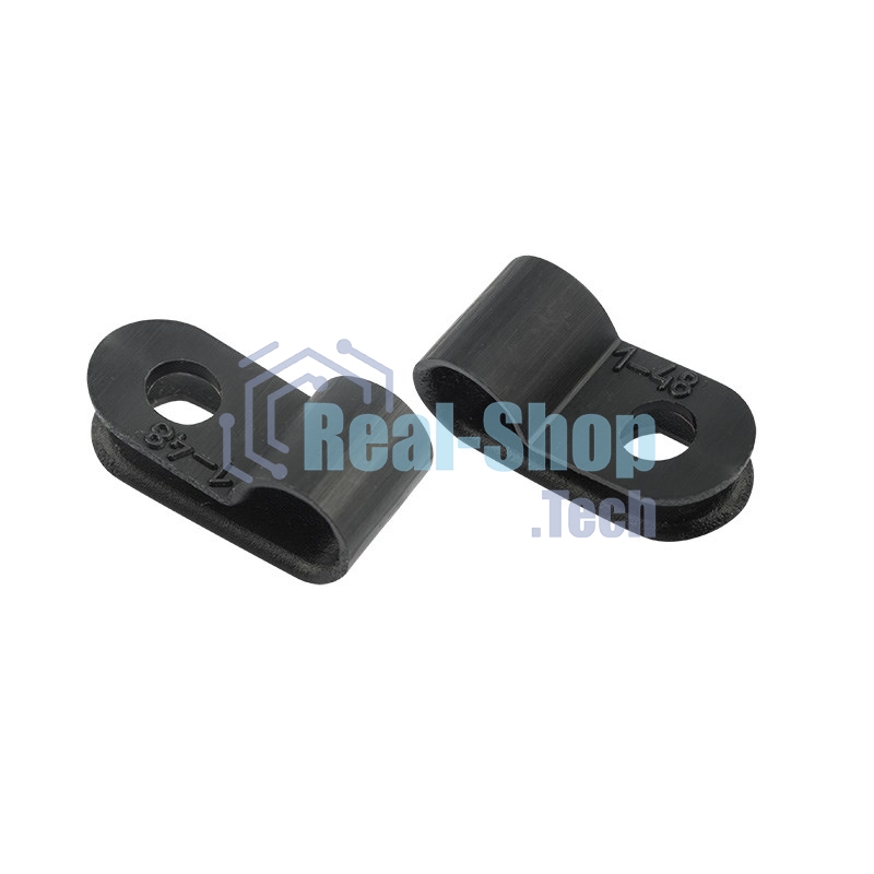 Кабельная скоба под винт Rexant 5 мм, черная, упаковка 50 шт.