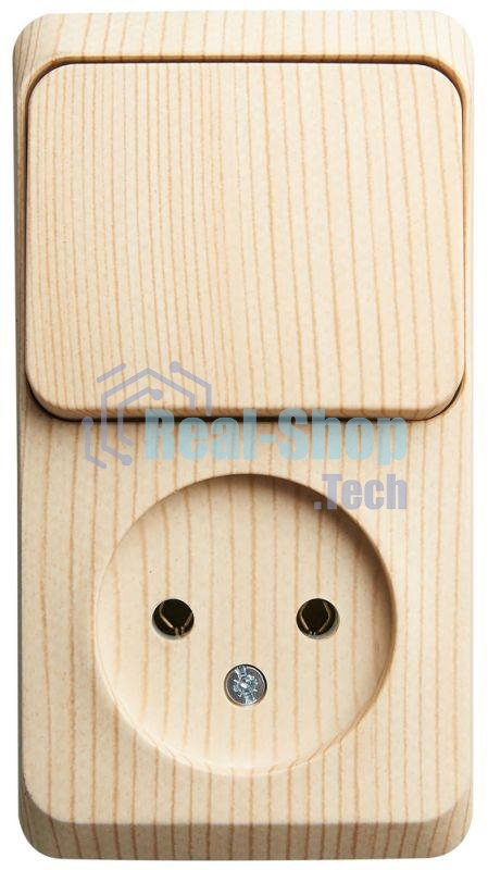 Блок ОП Этюд (1-м розетка без заземления + 1-кл. выкл.) сосна SchE