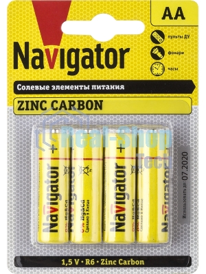 Элемент питания солевой Navigator NBT-NS-R6-BP4 (блист.4шт)