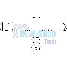Светильник Gauss СПП-176 EVO 18W 1950lm 4000K 200-240V IP65 600x76x82мм ИК-сенс и соед в лин LED