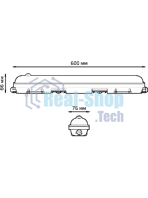 Светильник Gauss СПП-176 EVO 18W 1950lm 4000K 200-240V IP65 600x76x82мм ИК-сенс и соед в лин LED