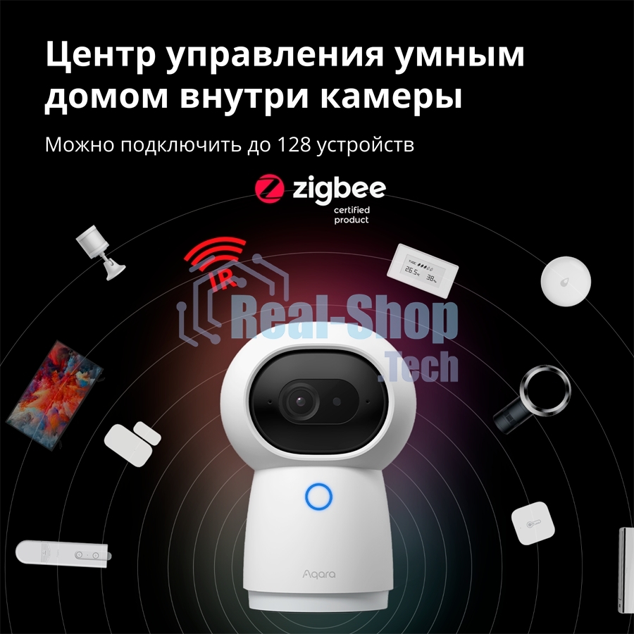 Камера AQARA Camera Hub G3/Камера+ управления/Управление жестами/Камера 360/2K 2304х1296p/Протокол связи:Zigbee/WiFi/Питание:USB-C/белый CH-H03