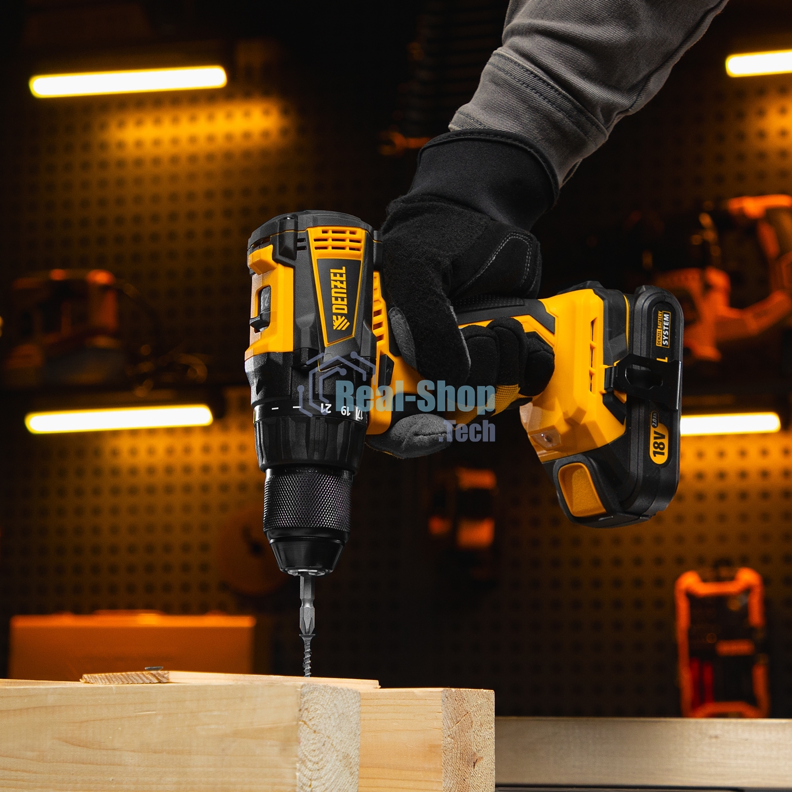 Дрель-шуруповерт аккумуляторная Denzel BLDL-IB-18-0, 18В, Без АКБ и ЗУ