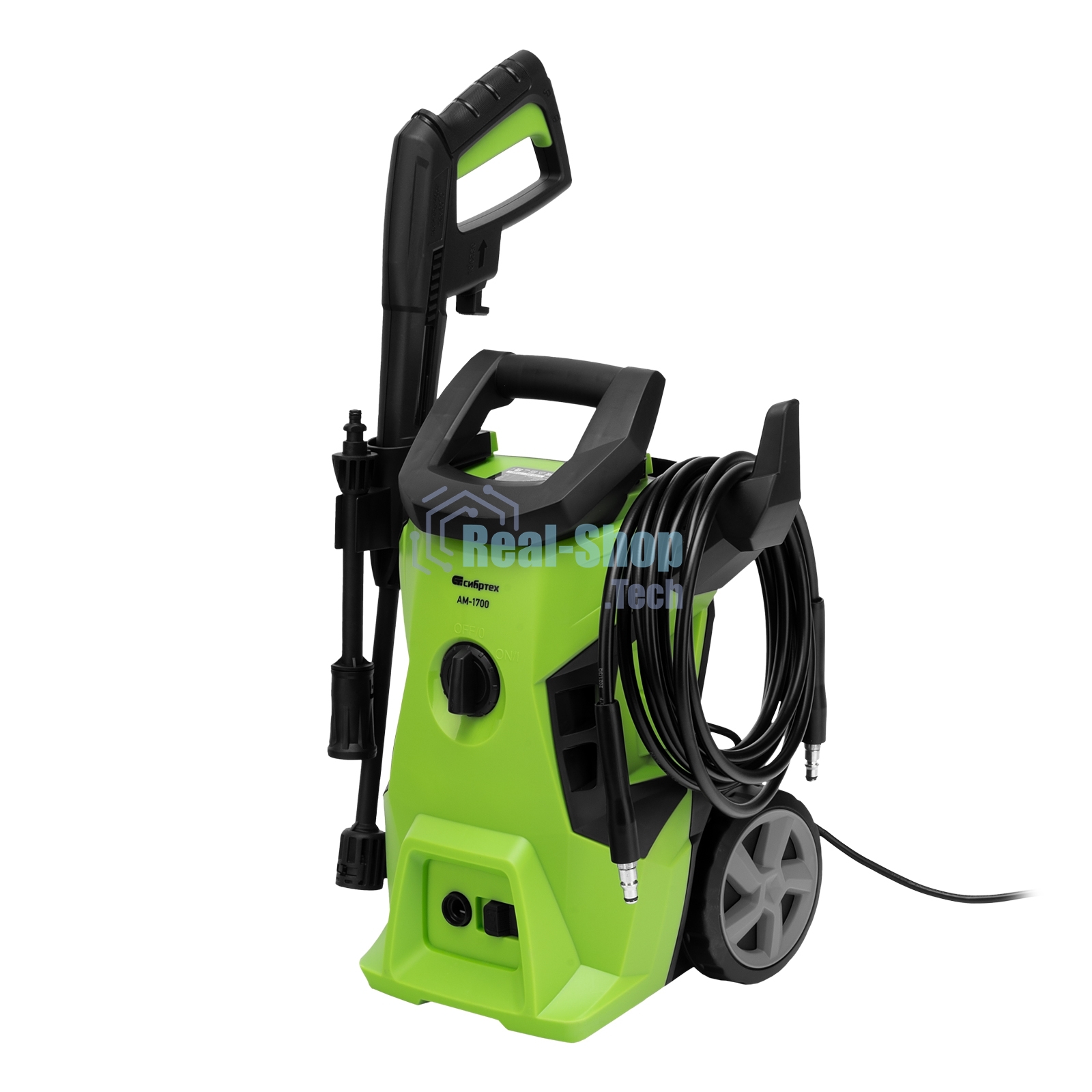 Моечная машина высокого давления Сибртех АМ-1700, 1700 Вт, 130 бар, 350 л/ч, колесная