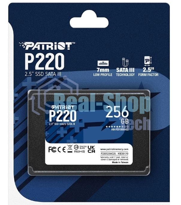 Накопитель SSD Patriot P220, 256Gb, SATA-III, 2.5