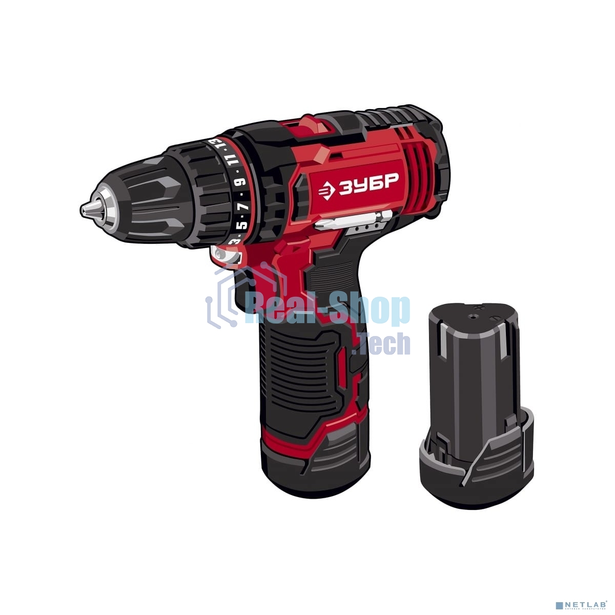 Дрель-шуруповерт аккумуляторная ЗУБР ДШЛ-125-22, Аккумуляторная, 12В, 2 АКБ, Кейс