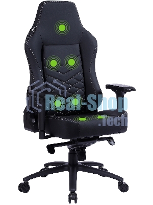 Кресло Cactus CS-CHR-0112BL-M черный, экокожа, 120 кг, подголовник, регулируемые подлокотники, механизм качания