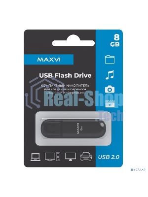 Флешка USB Maxvi P1 (FD8GBUSB20C10P1 black), 8Gb, USB 2.0, R/W 12/5, черный