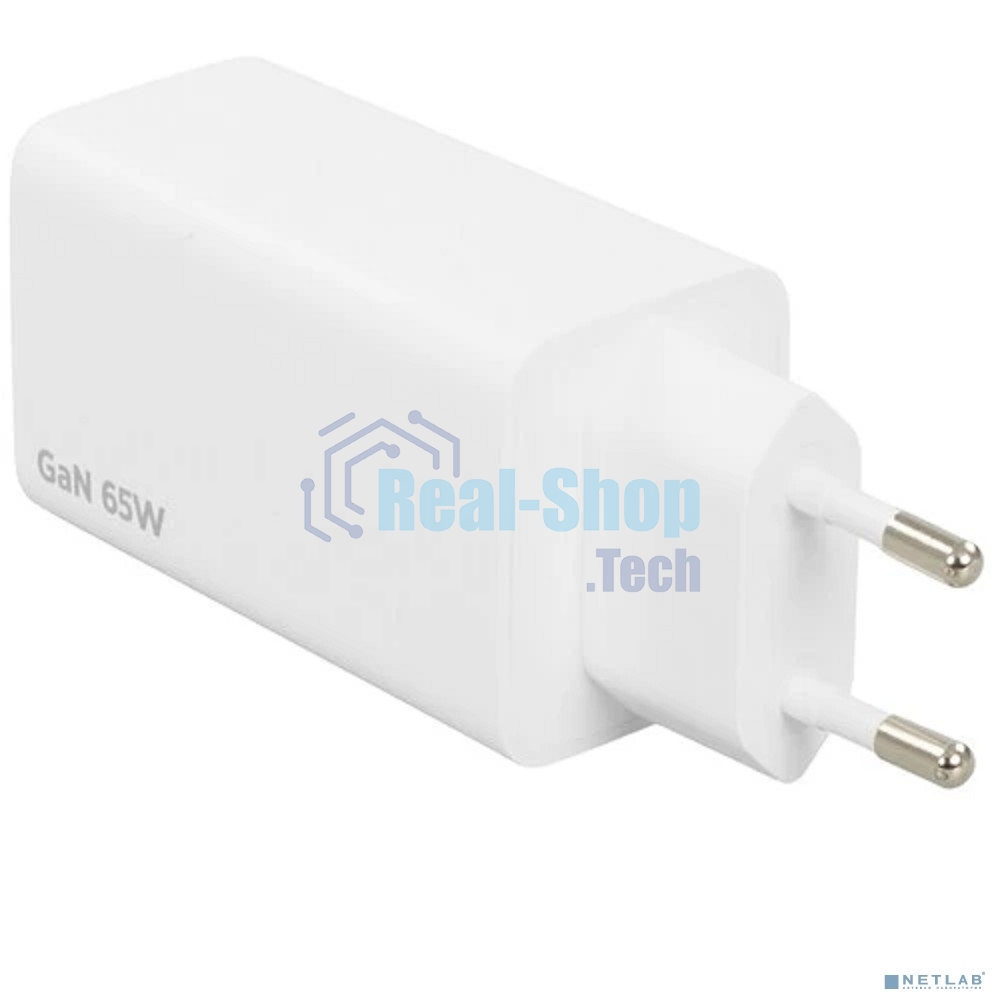 Зарядное устройство Cablexpert MP3A-PC-65, 65Вт GaN, 3,25A, QC4.0/PD, 2xType-C, 1xUSB, белый, коробка