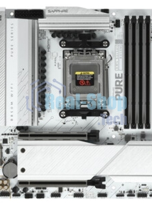 Материнская плата Sapphire B850M PURE WIFI B850, AM5, 4*DDR5, 2*PCIEx16, 2*M.2, 2*TypeC, 3*USB3.2Gen2, 2*USB3.2Gen1, 6*USB2.0, 4*SATA3.0, 2.5G, DP, HDMI, M-ATX, RTL