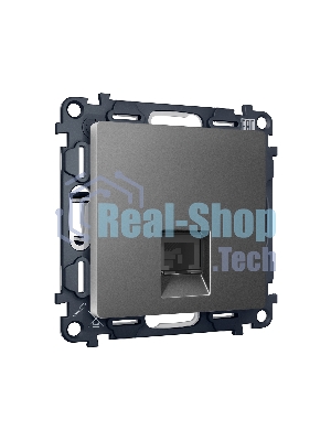 Комплект механизма компьютерной розетки ALFA Антрацит серый RJ-45(8P8C) CAT6 с шторкой QUANT (AP6620, VM188) MA662010