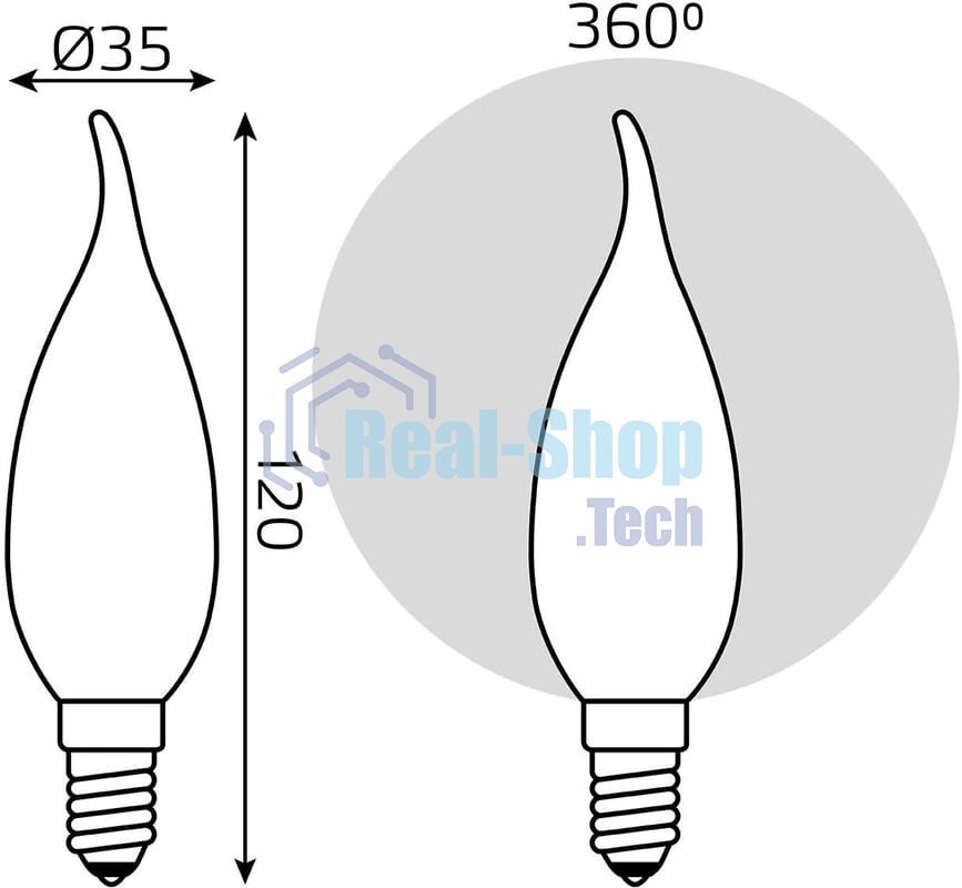 Лампа cветодиодная Filament Свеча на ветру 9W 610lm 4100К Е14 milky LED