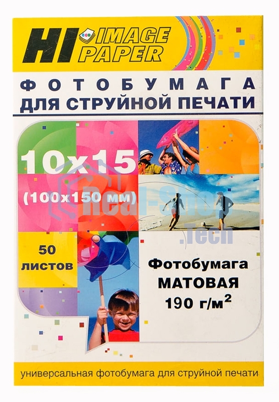 Фотобумага матовая односторонняя (Hi-image paper) 10x15, 190 г/м, 50 л.