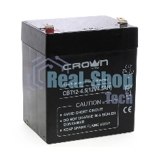 Батарея для ИБП CROWN CBT-12-4.5, напряжение 12В, емкость4,5 А/Ч, размеры (мм)90х70х101, вес 1,48 кг, тип клеммы - F2, тип АКБ - свинцово кислотная с загущеным электролитом в гель, срок службы 6 лет