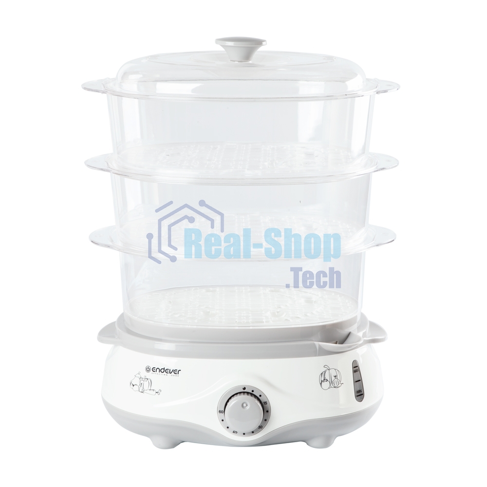 Пароварка электрическая Endever Vita-170, белый/серый, мощность 1000 Вт, объем 11 л