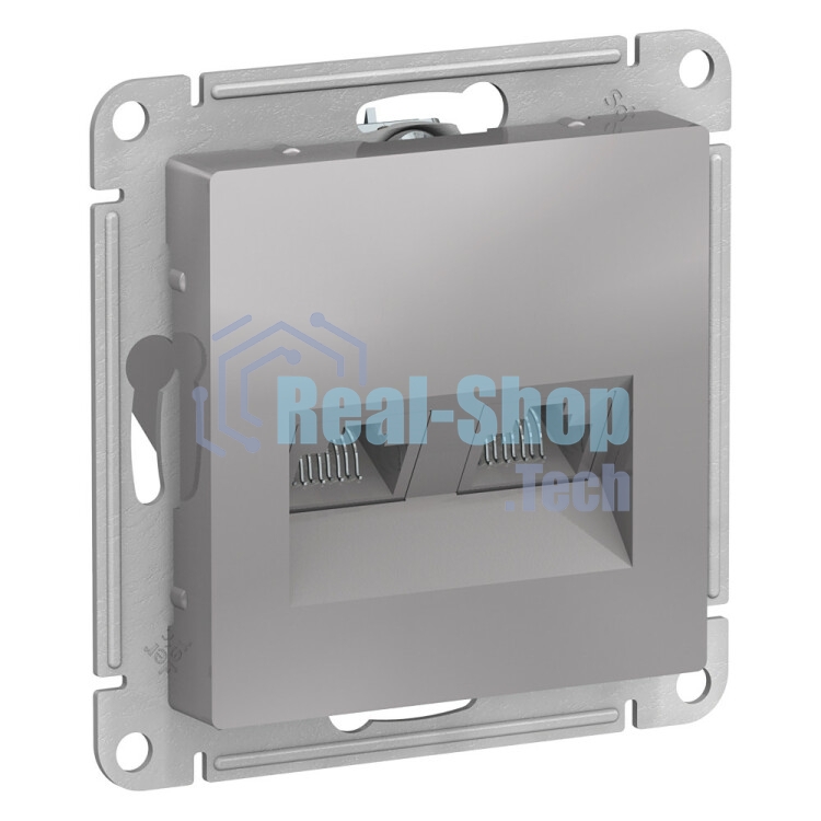 Алюминий Розетка двойная компьютерная RJ45+RJ45, кат.5E, механизм Schneider Electric