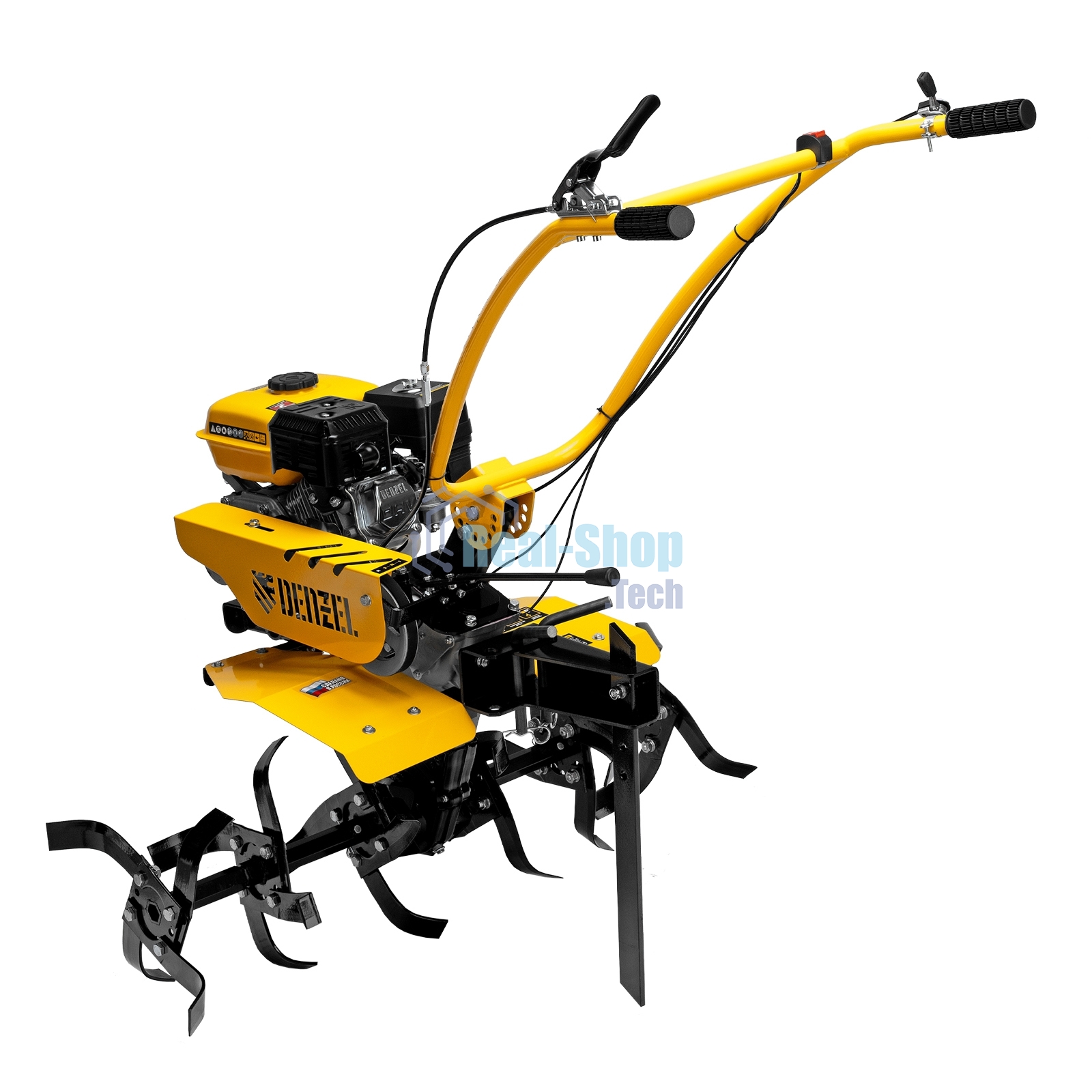 Мотоблок Denzel DPT-170SB, 7 л.с., ремен.сцеп, фрез 3х4, ШОМ, без колес, передачи 2В/1Н