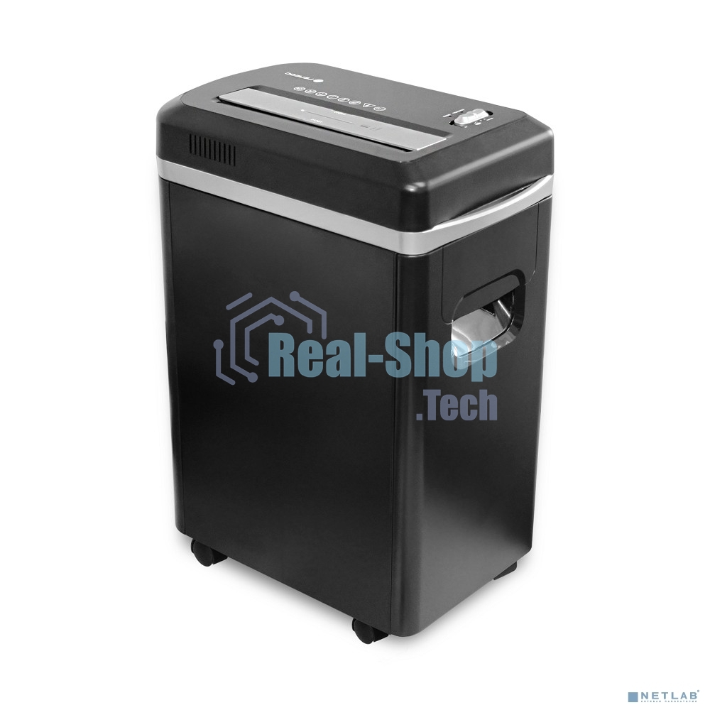 Шредер ГЕЛЕОС УМ22-5, DIN P-5 (5 ур-нь секр.), фрагмент 2х8мм, 9-10 лист (70г/м2), CD/пл.карты/скрепки/скобы, 22 литра