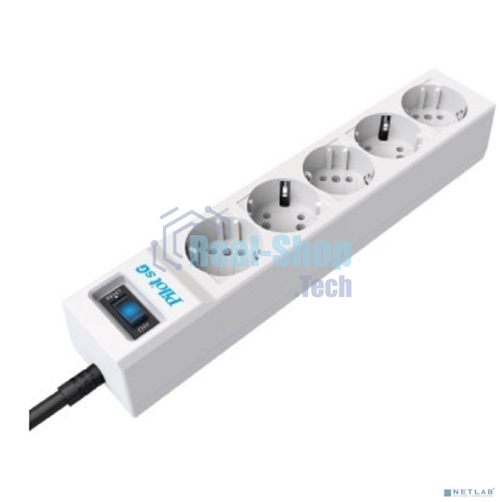 Сетевой фильтр ZIS PILOT Surge protector Pilot SG5 5 outlets (GP), 10A/2.2kVt, automatic circuit-breaker, 5 m