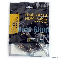 Кабель Cablexpert HDMI CCP-HDMI8К-1.5M, 19M/19M, v2.1, 8К, медь, позол.разъемы, экран, оплетка, 1.5м, черный, пакет