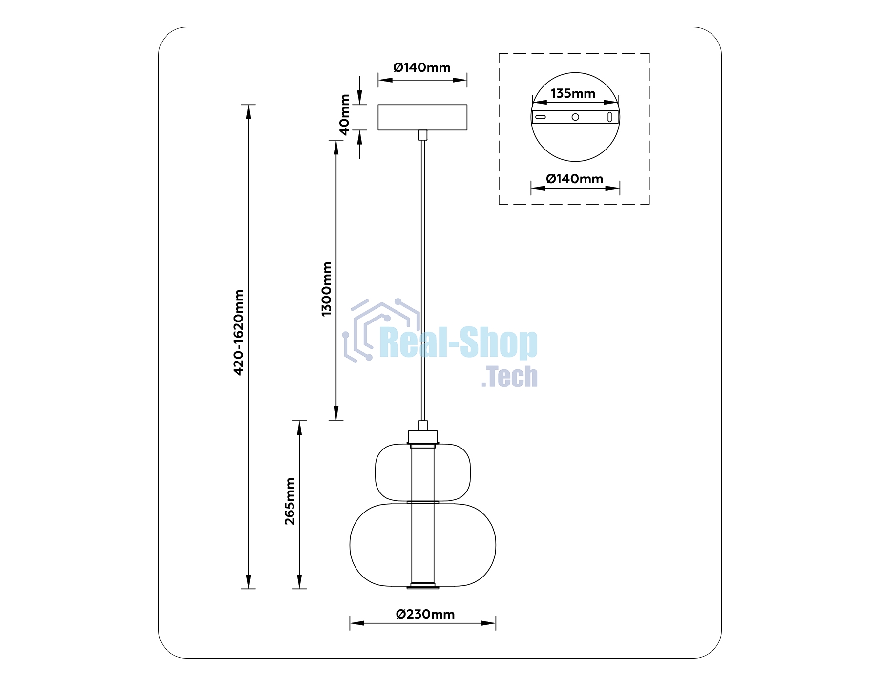 Подвесной светодиодный светильник Ambrella light LH11052 BK/SM черный/дымчатый 12W 3000K D230*265